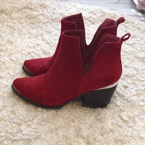 JG red ankle booties with silver detailing. Size 6.5. Color red
